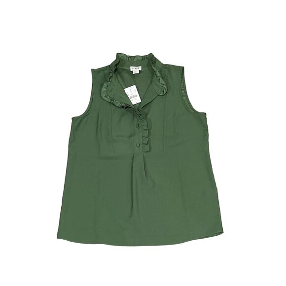 J Crew Green Sleeveless Blouse, 100% Polyester, Size 00, KB192‎ - Picture 1 of 3